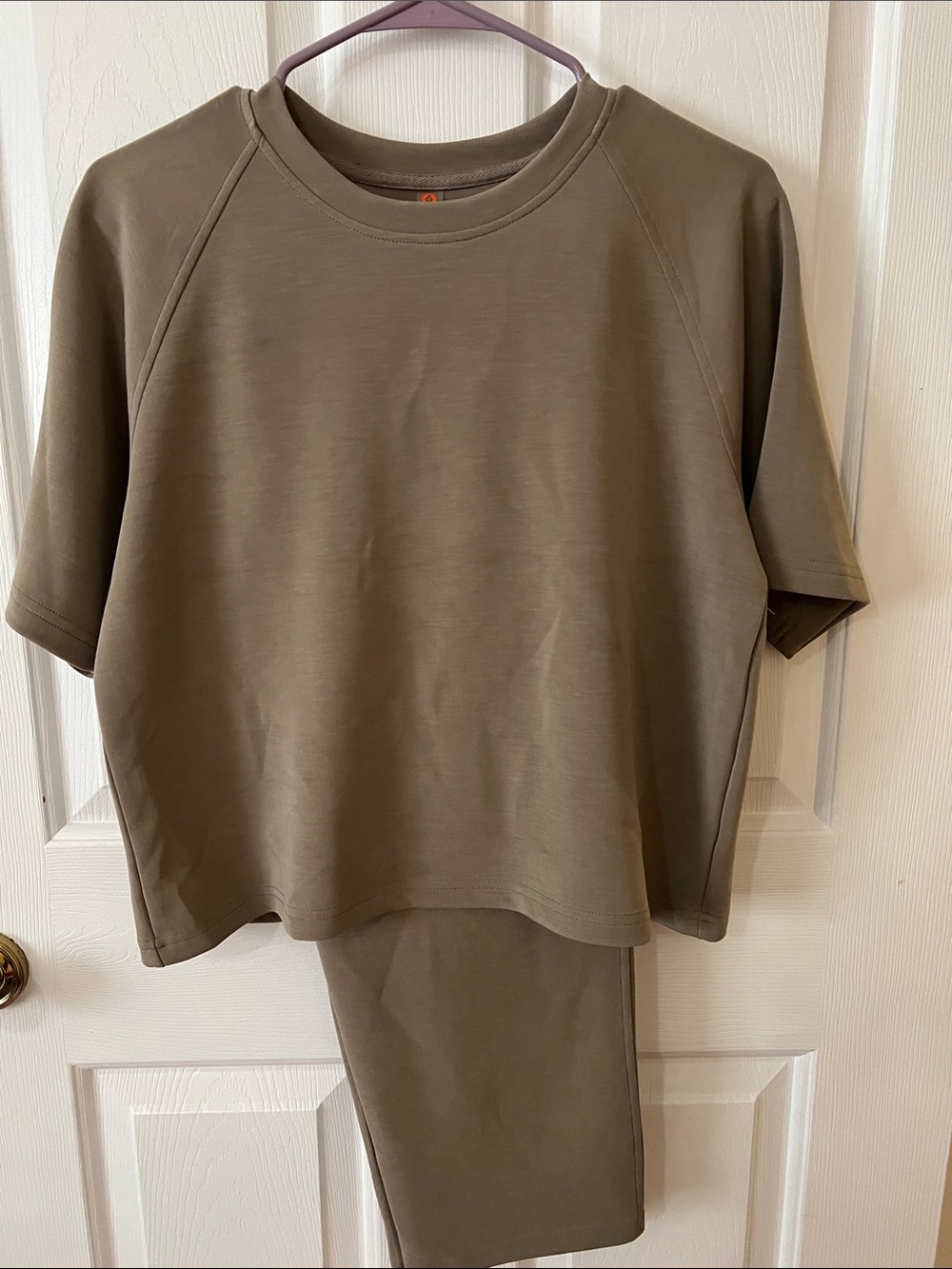 Mono B Olive Green Relaxed Short Sleeve Sweater Top
